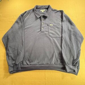 VTG Weatherman Mens Blue Pullover Polo Shirt‎ Long Sleeve Pocket Size 3XL